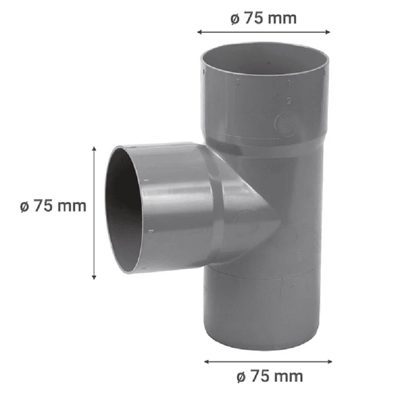 Miniatura 2 de TEE SANITARIO GRIS PVC 75X75MM