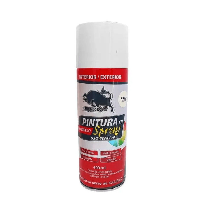 Imagen de ESMALTE SINTETICO SPRAY TORO NEGRO BLANCO BRILLANTE