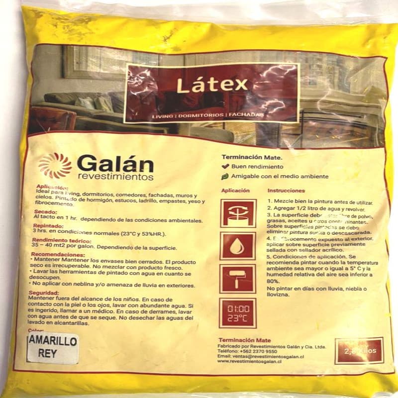 Imagen de LATEX GALAN BOLSA 2.8KG AMARILLO REY
