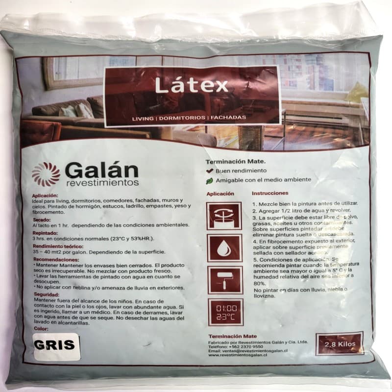Imagen de LATEX GALAN BOLSA 2.8KG GRIS