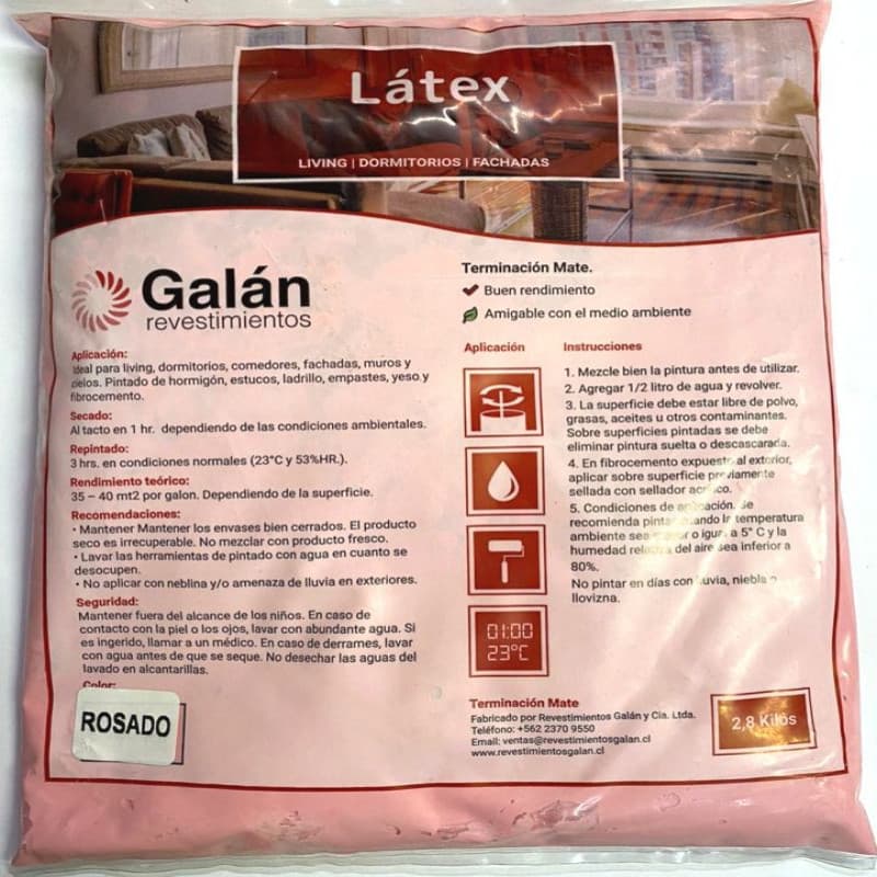 Imagen de LATEX GALAN BOLSA 2.8KG ROSADO