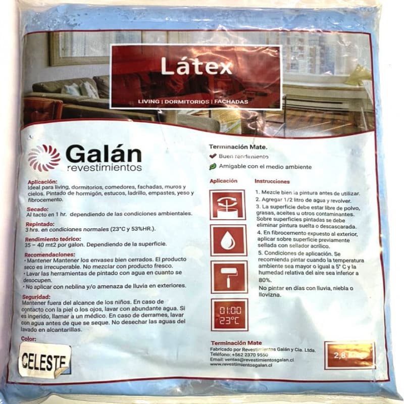 Imagen de LATEX GALAN BOLSA 2.8KG CELESTE