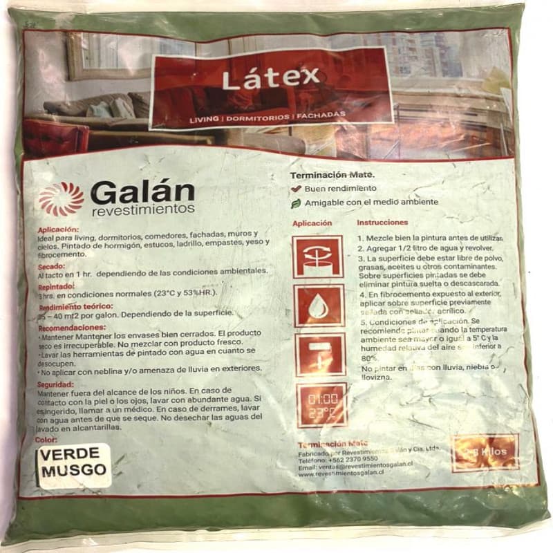 Imagen de LATEX GALAN BOLSA 2.8KG VERDE MUSGO