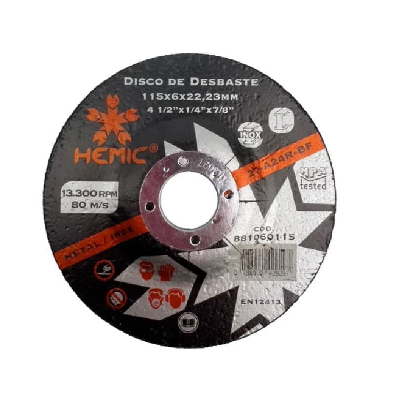 Imagen de Disco de desbaste 115x6x22,23mm HEMIC
