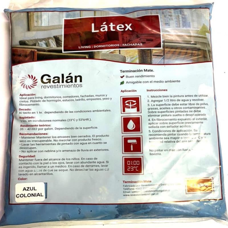 Imagen de LATEX GALAN BOLSA 2.8KG AZUL COLONIAL