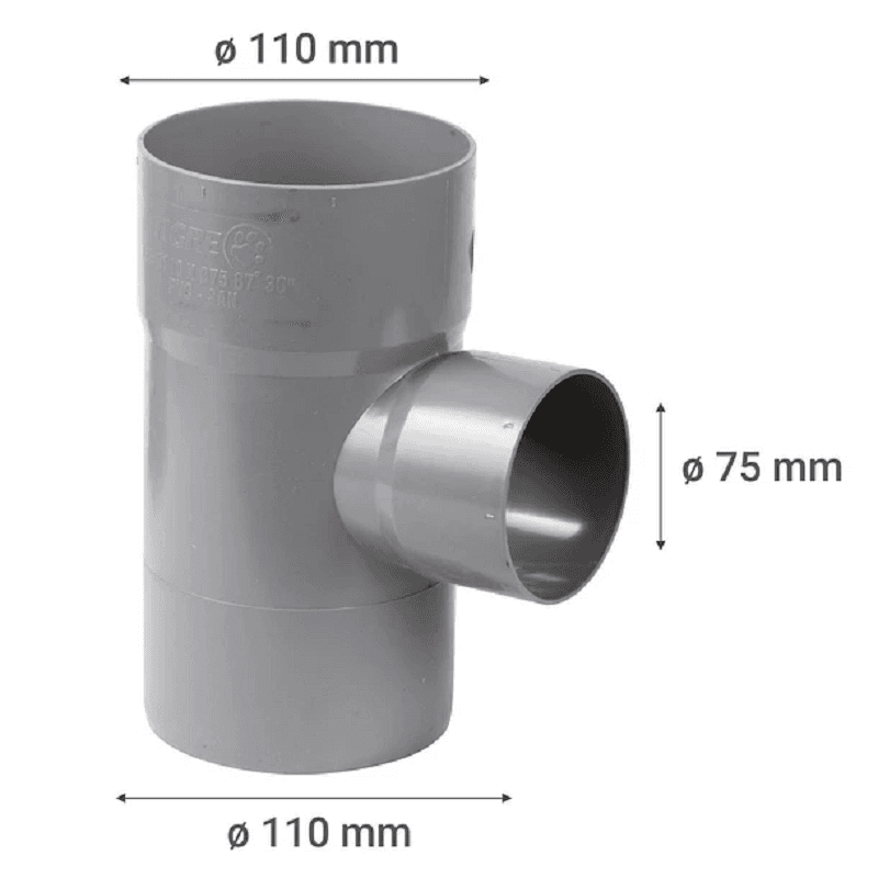 Miniatura 2 de TEE SANITARIO GRIS PVC 110X75MM