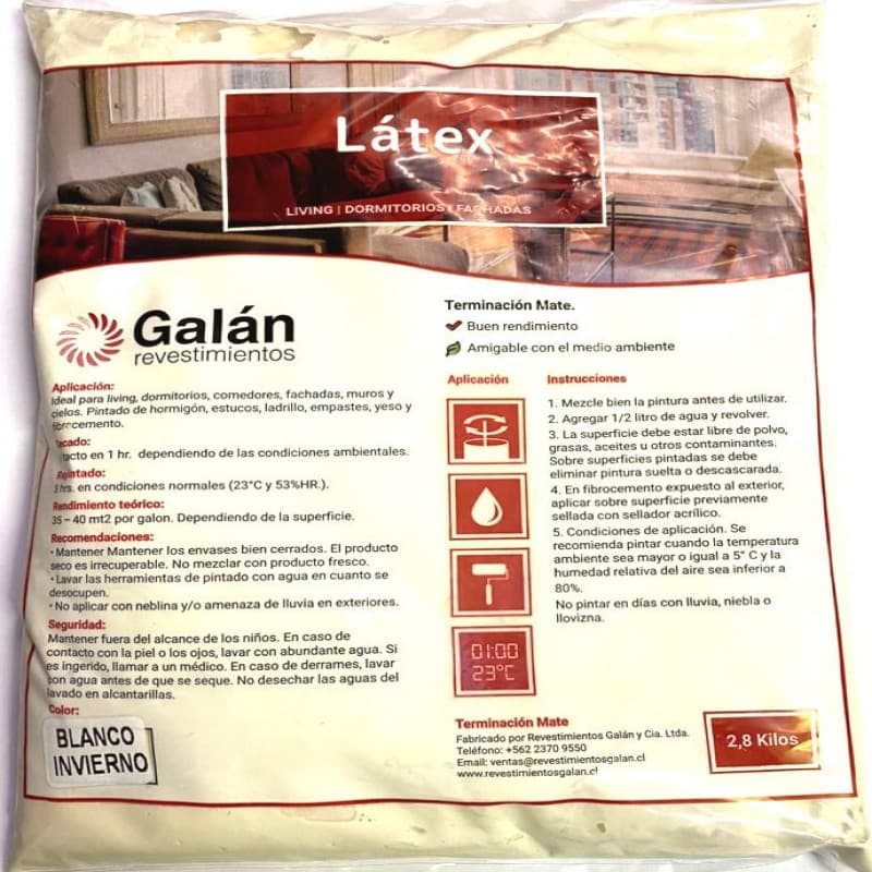 Imagen de LATEX GALAN BOLSA 2.8KG BLANCO INVIERNO