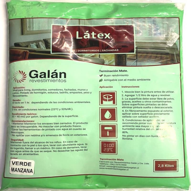 Imagen de LATEX GALAN BOLSA 2.8KG VERDE MANZANA