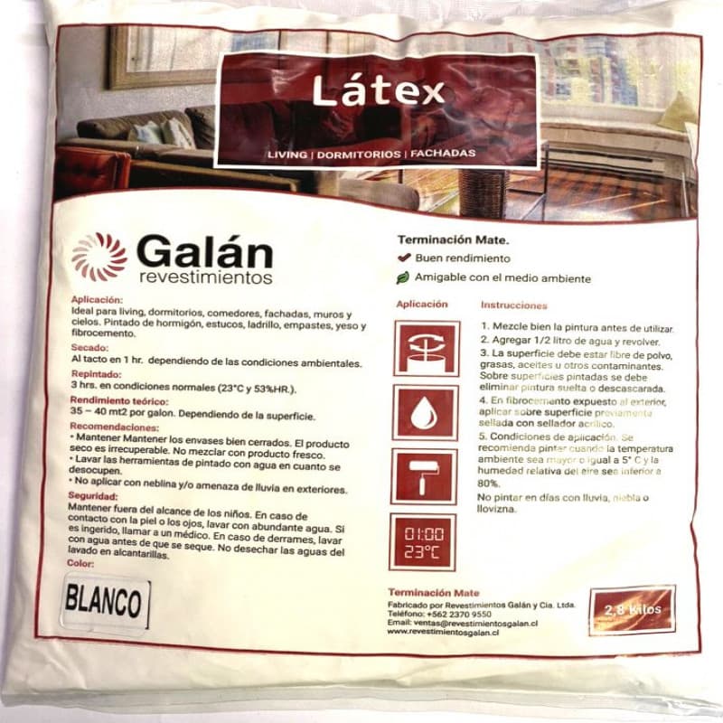 Imagen de LATEX GALAN BOLSA 2.8KG BLANCO