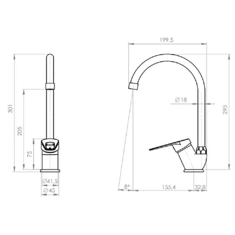 Miniatura 2 de LLAVE MONOMANDO LAVAPLATOS VERTICAL PMB CINCINATTI