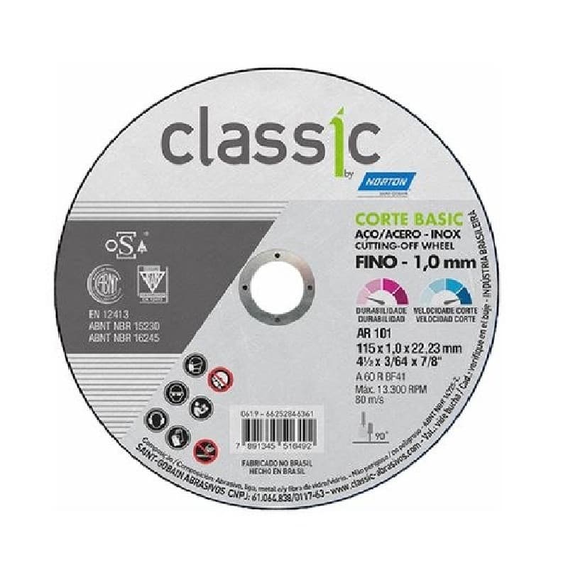 Imagen de DISCO CORTE METAL 4.5 X 1MM NORTON CLASICC