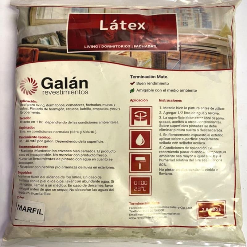 Imagen de LATEX GALAN BOLSA 2.8KG MARFIL