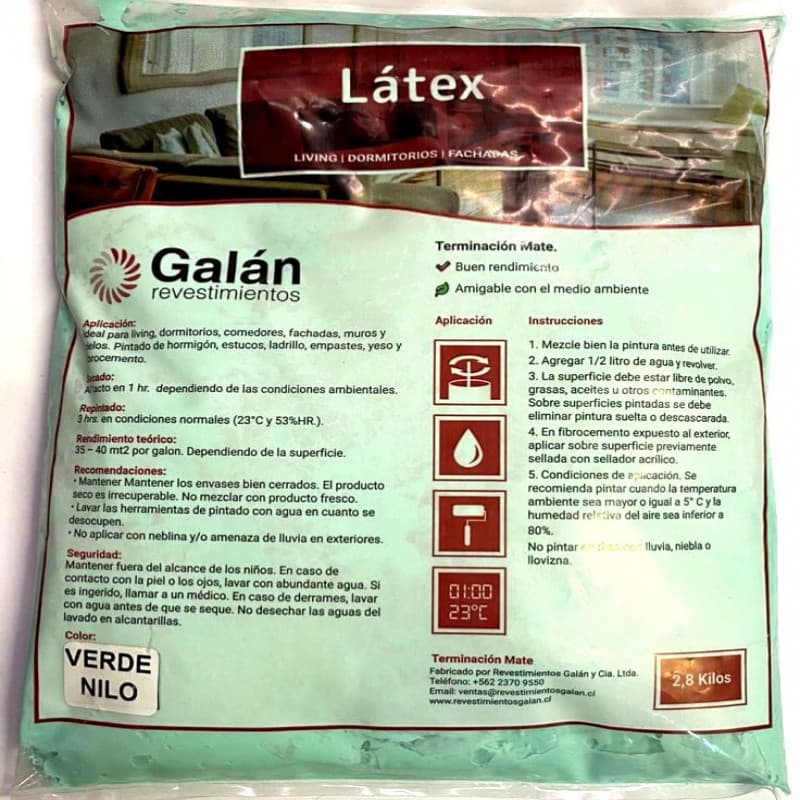Imagen de LATEX GALAN BOLSA 2.8KG VERDE NILO