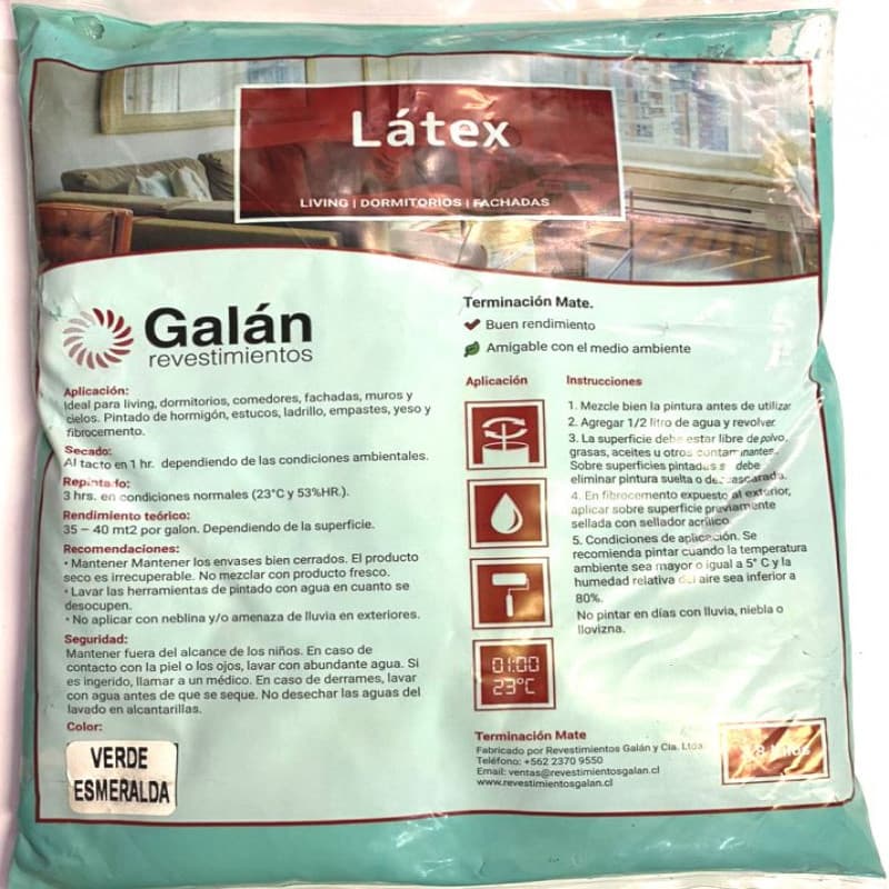 Imagen de LATEX GALAN BOLSA 2.8KG VERDE ESMERALDA