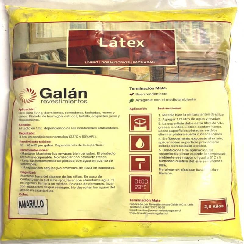 Imagen de LATEX GALAN BOLSA 2.8KG AMARILLO