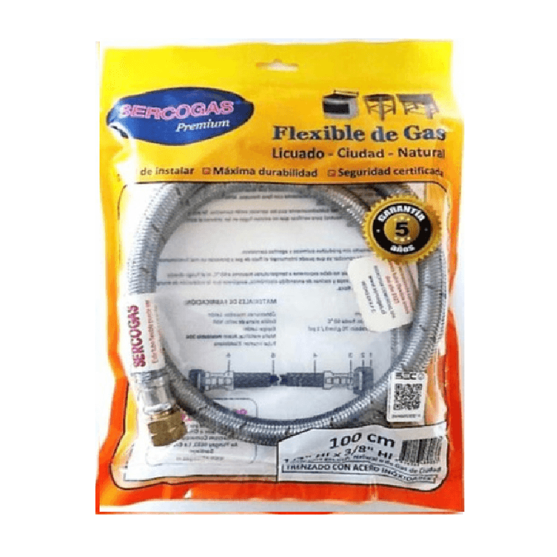 Imagen de FLEXIBLE PARA GAS HI 3/8 IZQ X HI 1/2" 100CM