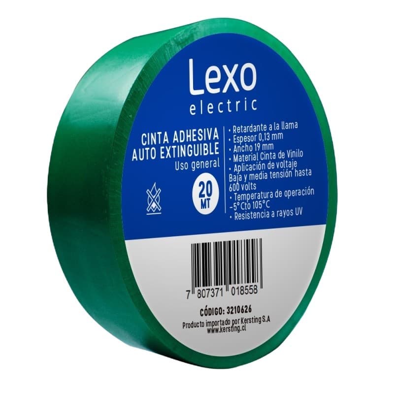 Imagen de CINTA AISLANTE ELECTRICA VERDE LEXO X 20MT