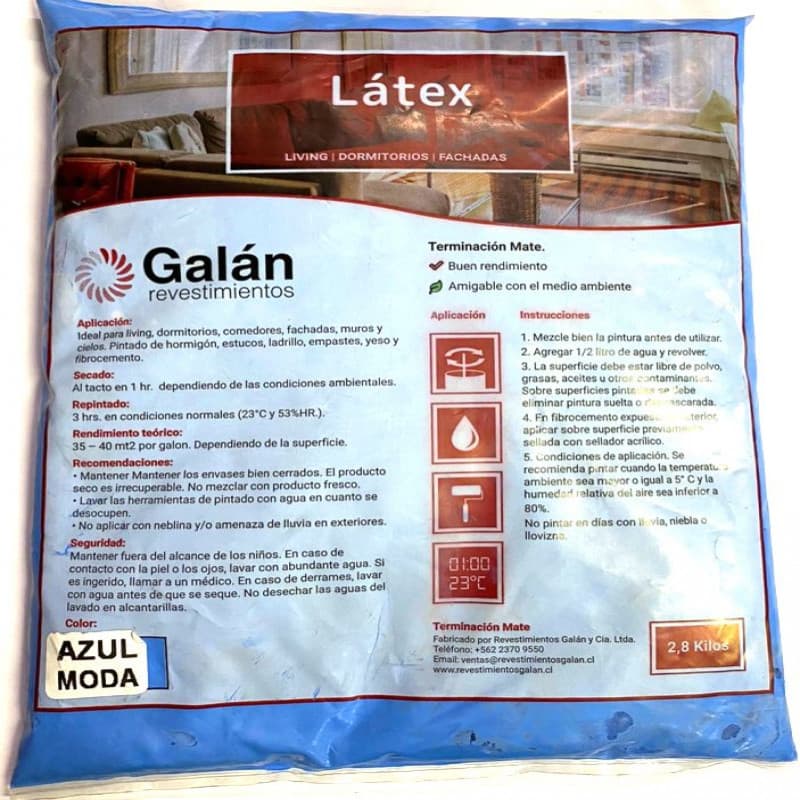 Imagen de LATEX GALAN BOLSA 2.8KG AZUL MODA