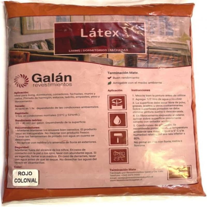 Imagen de LATEX GALAN BOLSA 2.8KG ROJO COLONIAL