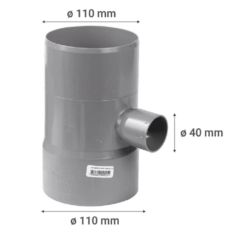 Miniatura 2 de TEE SANITARIO GRIS PVC 110X40MM
